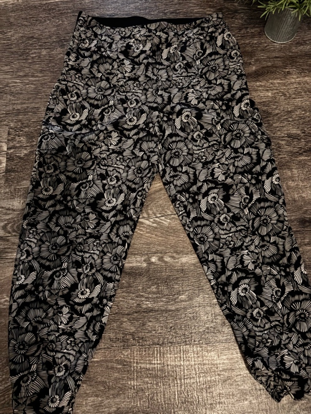 Soft Surroundings Go Lively Black & White Floral Track Joggers - Picture 7 of 11